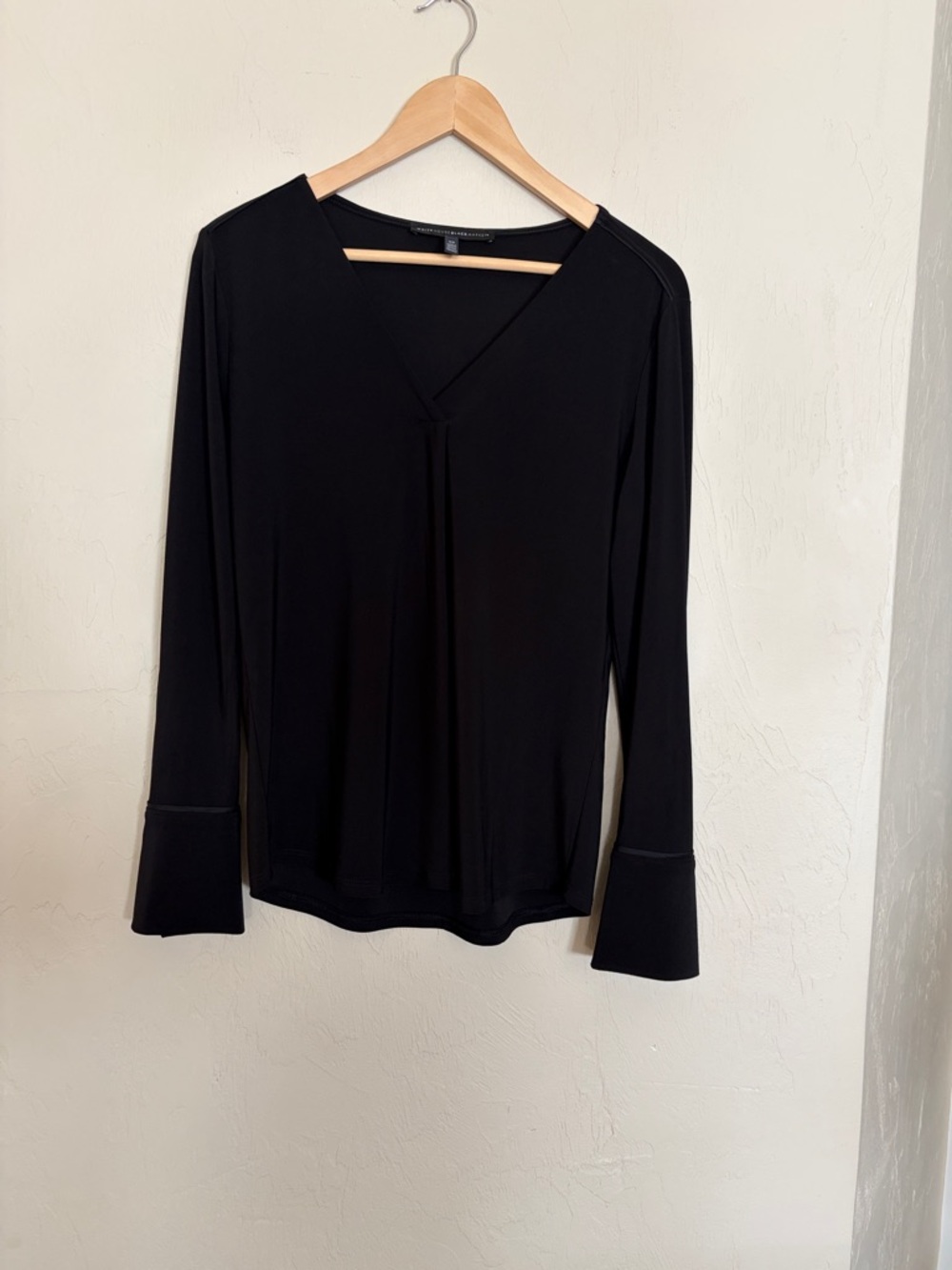 White House Black Market Black V-Neck Blouse. Excellent Condition!